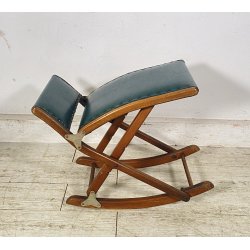 POUF POGGIAPIEDI VINTAGE PIEGHEVOLE REGOLABILE LEGNO SKY SGABELLO ANNI 50