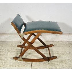 POUF POGGIAPIEDI VINTAGE PIEGHEVOLE REGOLABILE LEGNO SKY SGABELLO ANNI 50