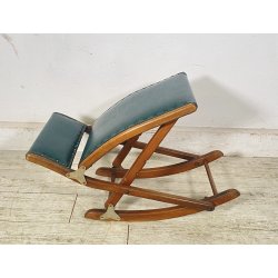 POUF POGGIAPIEDI VINTAGE PIEGHEVOLE REGOLABILE LEGNO SKY SGABELLO ANNI 50