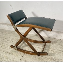 POUF POGGIAPIEDI VINTAGE PIEGHEVOLE REGOLABILE LEGNO SKY SGABELLO ANNI 50