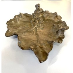 ANTICO PIATTO DECORATIVO CENTROTAVOLA SVUOTATASCHE SCULTURA BRONZO ART NOUVEAU