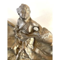 ANTICO PIATTO DECORATIVO CENTROTAVOLA SVUOTATASCHE SCULTURA BRONZO ART NOUVEAU