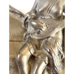 ANTICO PIATTO DECORATIVO CENTROTAVOLA SVUOTATASCHE SCULTURA BRONZO ART NOUVEAU