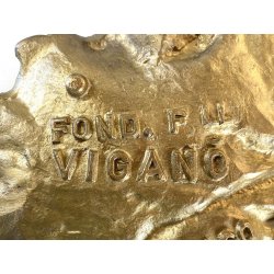 ANTICO PIATTO DECORATIVO CENTROTAVOLA SVUOTATASCHE SCULTURA BRONZO ART NOUVEAU