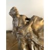 ANTICO PIATTO DECORATIVO CENTROTAVOLA SVUOTATASCHE SCULTURA BRONZO ART NOUVEAU