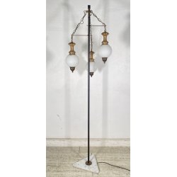 LAMPADA TERRA PIANTANA VINTAGE VETRO OPALINO OTTONE MARMO ART DECÒ SALOTTO EPOCA