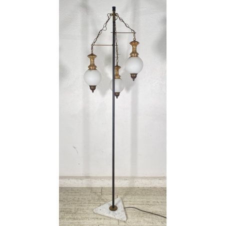 LAMPADA TERRA PIANTANA VINTAGE VETRO OPALINO OTTONE MARMO ART DECÒ SALOTTO EPOCA