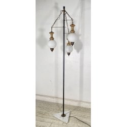 LAMPADA TERRA PIANTANA VINTAGE VETRO OPALINO OTTONE MARMO ART DECÒ SALOTTO EPOCA