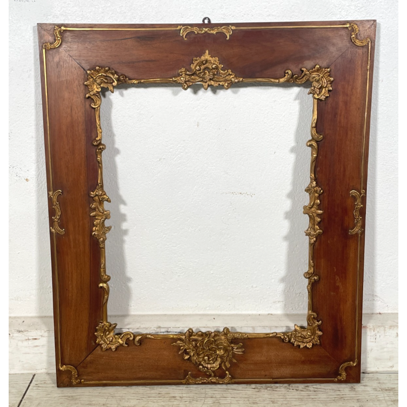 ANTICA CORNICE LEGNO DECORO DORATO epoca 900 62 x 72 cm SPECCHIO QUADRO FRAME