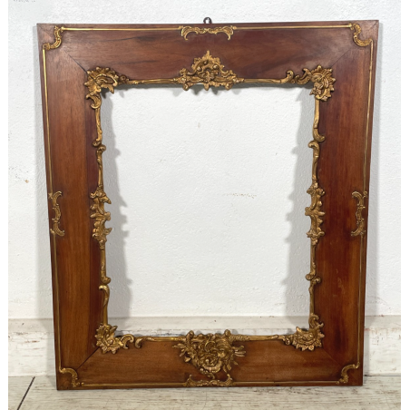 ANTICA CORNICE LEGNO DECORO DORATO epoca 900 62 x 72 cm SPECCHIO QUADRO FRAME