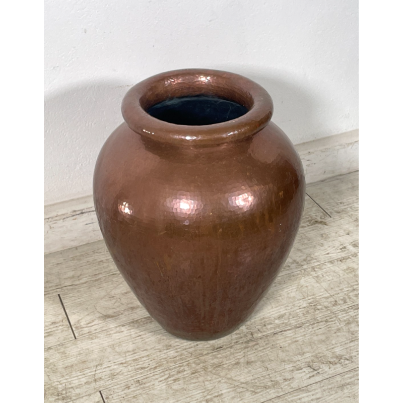 GRANDE VASO RAME PORTA OMBRELLI ANFORA PORTA FIORI SBALZATO A MANO ORCIO EPOCA
