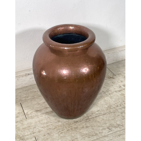 GRANDE VASO RAME PORTA OMBRELLI ANFORA PORTA FIORI SBALZATO A MANO ORCIO EPOCA