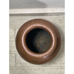 GRANDE VASO RAME PORTA OMBRELLI ANFORA PORTA FIORI SBALZATO A MANO ORCIO EPOCA