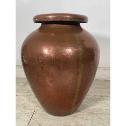 GRANDE VASO RAME PORTA OMBRELLI ANFORA PORTA FIORI SBALZATO A MANO ORCIO EPOCA