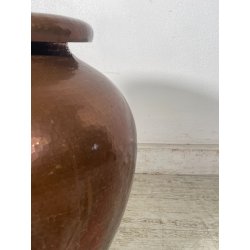 GRANDE VASO RAME PORTA OMBRELLI ANFORA PORTA FIORI SBALZATO A MANO ORCIO EPOCA