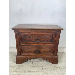 ANTICO piccolo CANTERANO COMODINO CASSETTIERA  epoca 1800 Legno Noce 2 CASSETTI