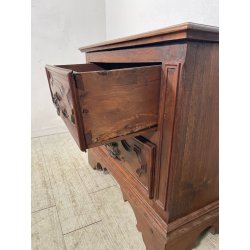 ANTICO piccolo CANTERANO COMODINO CASSETTIERA  epoca 1800 Legno Noce 2 CASSETTI
