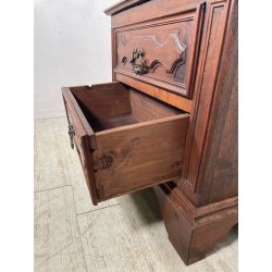 ANTICO piccolo CANTERANO COMODINO CASSETTIERA  epoca 1800 Legno Noce 2 CASSETTI
