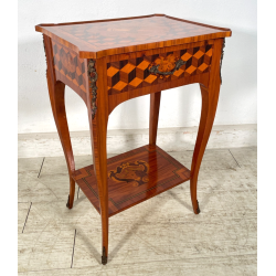 COMODINO INTARSIATO LEGNO STILE LUIGI XV epoca '900 CASSETTO ETAGERE RIPIANO