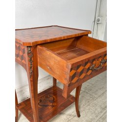 COMODINO INTARSIATO LEGNO STILE LUIGI XV epoca '900 CASSETTO ETAGERE RIPIANO