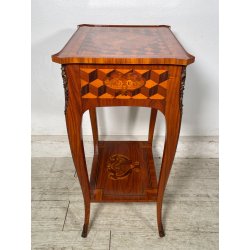 COMODINO INTARSIATO LEGNO STILE LUIGI XV epoca '900 CASSETTO ETAGERE RIPIANO