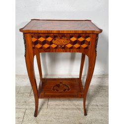 COMODINO INTARSIATO LEGNO STILE LUIGI XV epoca '900 CASSETTO ETAGERE RIPIANO