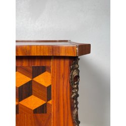 COMODINO INTARSIATO LEGNO STILE LUIGI XV epoca '900 CASSETTO ETAGERE RIPIANO