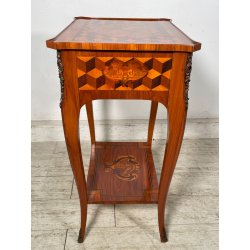 COMODINO INTARSIATO LEGNO STILE LUIGI XV epoca '900 CASSETTO ETAGERE RIPIANO