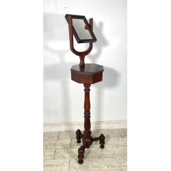 ANTICA PICCOLA STRETTA TOILETTE PSICHE IMPERO SPECCHIO LEGNO NOCE TORNITA VANO