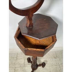 ANTICA PICCOLA STRETTA TOILETTE PSICHE IMPERO SPECCHIO LEGNO NOCE TORNITA VANO