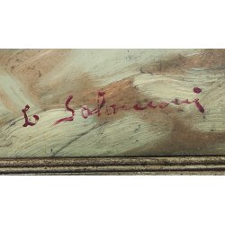 ANTICO QUADRO DIPINTO OLIO TAVOLA L. Salomoni NATURA MORTA Vaso Fiori ROSE frame
