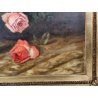 ANTICO QUADRO DIPINTO OLIO TAVOLA L. Salomoni NATURA MORTA Vaso Fiori ROSE frame