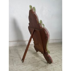 ANTICA SPECCHIERA VENEZIANA EPOCA '900 DECORO FLOREALE VETRO VERDE ROSA SPECCHIO