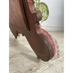 ANTICA SPECCHIERA VENEZIANA EPOCA '900 DECORO FLOREALE VETRO VERDE ROSA SPECCHIO