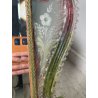 ANTICA SPECCHIERA VENEZIANA EPOCA '900 DECORO FLOREALE VETRO VERDE ROSA SPECCHIO