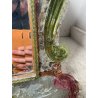 ANTICA SPECCHIERA VENEZIANA EPOCA '900 DECORO FLOREALE VETRO VERDE ROSA SPECCHIO