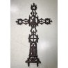 ANTICO CROCIFISSO GHISA/FERRO NEOGOTICO CROCE ORNAMENTALE RELIGIOSO 105 cm/h 800