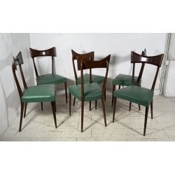 LOTTO 6 SEDIE DESIGN ANNI 70 STILE ICO PARISI LEGNO E SKY VINTAGE CHAIR PRANZO