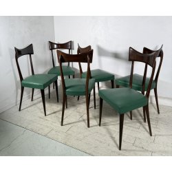 LOTTO 6 SEDIE DESIGN ANNI 70 STILE ICO PARISI LEGNO E SKY VINTAGE CHAIR PRANZO