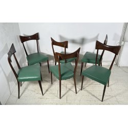 LOTTO 6 SEDIE DESIGN ANNI 70 STILE ICO PARISI LEGNO E SKY VINTAGE CHAIR PRANZO