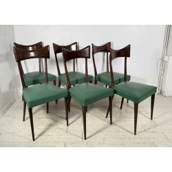 LOTTO 6 SEDIE DESIGN ANNI 70 STILE ICO PARISI LEGNO E SKY VINTAGE CHAIR PRANZO