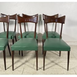 LOTTO 6 SEDIE DESIGN ANNI 70 STILE ICO PARISI LEGNO E SKY VINTAGE CHAIR PRANZO