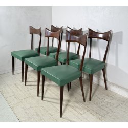 LOTTO 6 SEDIE DESIGN ANNI 70 STILE ICO PARISI LEGNO E SKY VINTAGE CHAIR PRANZO