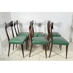LOTTO 6 SEDIE DESIGN ANNI 70 STILE ICO PARISI LEGNO E SKY VINTAGE CHAIR PRANZO
