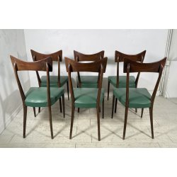 LOTTO 6 SEDIE DESIGN ANNI 70 STILE ICO PARISI LEGNO E SKY VINTAGE CHAIR PRANZO