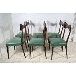LOTTO 6 SEDIE DESIGN ANNI 70 STILE ICO PARISI LEGNO E SKY VINTAGE CHAIR PRANZO