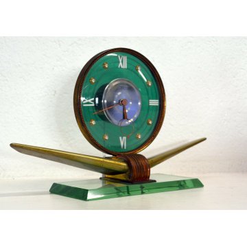INCREDIBILE OROLOGIO IATOS FUTURISTA DESIGN AEREO VETRO MURANO FONTANARTE TAVOLO