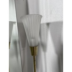 GRANDE SPECCHIRA VINTAGE 3 LUCI OTTONE VETRO OPALINO CALLE SPECCHIO ATT A. LELLI