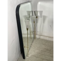 GRANDE SPECCHIRA VINTAGE 3 LUCI OTTONE VETRO OPALINO CALLE SPECCHIO ATT A. LELLI