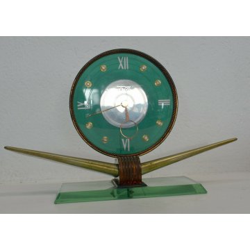 INCREDIBILE OROLOGIO IATOS FUTURISTA DESIGN AEREO VETRO MURANO FONTANARTE TAVOLO